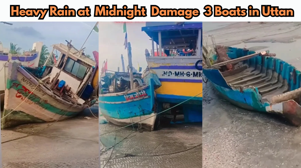 Heavy Rain at Midnight Destroys 3 Boats in Uttan